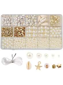 1 Set Beach Bracelet Making Kit, Beach Themed Bracelet Making Kit Conch Turtle Letter Heart Shape Beads DIY Jewelry Making Kit Art Craft Supplies For Women