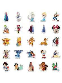 Disney 50张官方授权动画卡通贴纸套装，圣诞节生日礼物，防水乙烯基材质，适用于笔记本电脑、滑板、行李箱等，图案包括史迪奇、米奇、小熊维尼、白雪公主、花木兰、狮子王等。 - 查看 8