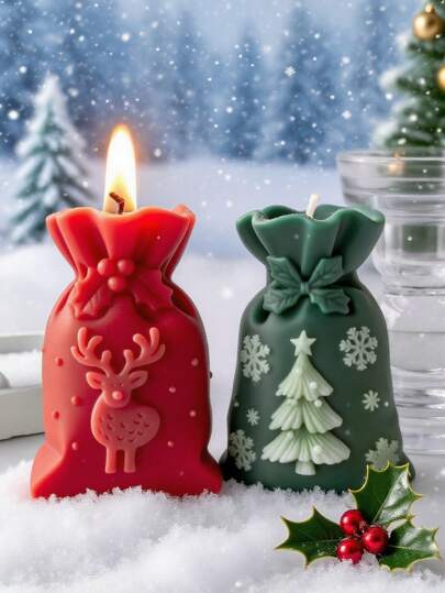 1 pieza Molde de silicona 3D en forma de vela para hacer velas de aromaterapia, artesanías de yeso y arte en resina como regalo de Navidad - Suave y reutilizable, excelente para regalos festivos y decoración de entrada