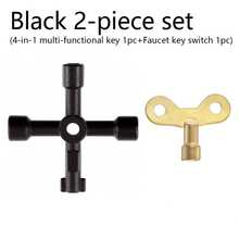 2 件实用钥匙工具套装，包括管扳手、十字扳手、水龙头扳手、水龙头、电梯、电气柜、水表阀门、燃气表和电表的多功能维修工具