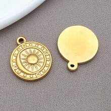 2pcs Stainless Steel Round Celestial Sun Moon Star Pendants Charm Metal Golden Charm Earring Dangle Charm Necklace Charm For DIY Jewelry Bracelet Making - Gold - View 18