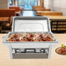 Bazargame 2.38Gal Large Capacity Single Compartment Dining Stove, Stainless Steel Heating Container With Fuel Rack, 24.4 * 13.38 * 12.2 Inches, Suitable For Buffet And Party - Silver - View 3