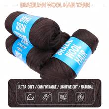 3/5/8Roll Black Brazilian Wool Hair Yarn For Hair Crochet Braiding Braid Twist Warps Senegalese Twisting Jumbo Braids Faux Locs Box Braids Knitting Hair Braids 70G/Roll - Black Brown - View 6