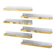 15-Inch 6-Piece Acrylic Floating Nail Polish Rack, Mirror Silver Color, Suitable For Salons, Retailers, Home - Children's Bookshelf, Tattoo Ink, Essential Oils, Spice Rack Display - Gold - View 1