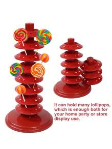 1pc, Adjustable Multi-Tier Red Lollipop Stand, Red Plastic Candy Display Holder With Tree-Shaped Design, Multi-Level Insertion & No Electricity Needed For Kitchen, Christmas Theme Party Table Centrepieces Lollipop Display Stand, Dining Room Decor, Candy Bar Supplies, Birthday & Wedding Parties, Candy And Snacks, Party Dessert Station, Christmas Festival Decor Item, Sturdy Construction