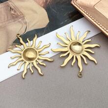 2 件时尚金色不锈钢天体太阳月亮饰品金属太阳吊坠适用于 DIY 珠宝耳环手链项链工艺钥匙扣配件 - 金色 - 查看 16