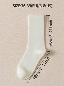 1/3/5/10/15/20 Pairs Women White Wide Mouth Comfortable Simple Maternity Socks, Moisture-Wicking Mid-Calf Socks