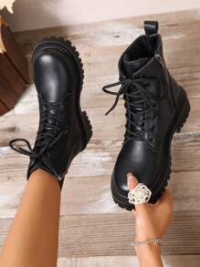 2025 New Autumn/Winter Women's Boots, Fashion Versatile Casual Boots, Side Zipper Women's Ankle Boots, Lace-Up Women's Shoes, Warm Winter Women's Boots, Flat Comfortable Women's Boots, Chelsea Women's Ankle Boots