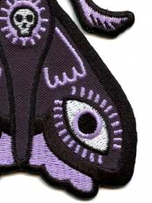 1PC Moth Face Wings Patch Animal Eyes Skull Embroidered Iron-On - Multicolor - View 6