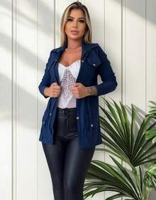 Women's Parka (Overcoat) Bengaline - Navy Blue - View 1