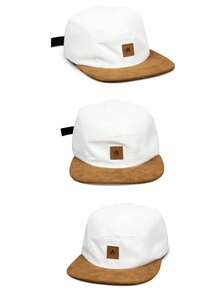 ANTH CO Original Five 5 Panel Cap - White Suede: Anth Co Straight Brim Adjustable Ribbon Lightweight Maximum Comfort Super Quality - Blanco - Ver 5
