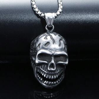 Collar con colgante de calavera y garra de aleación feroz, colgante de estilo punk vintage de aleación para hombres