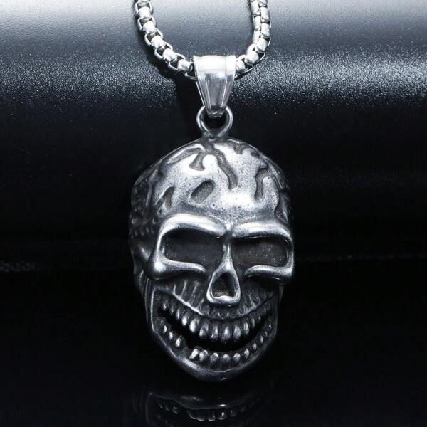Collar con colgante de calavera y garra de aleación feroz, colgante de estilo punk vintage de aleación para hombres