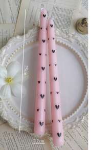 2pcs Printed Long Stem Candles, Romantic European Style Smokeless Odorless Candles, Suitable For Weddings, Birthdays, Parties, Candlelight Dinners, Home Decor