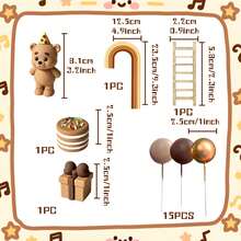 LaVenty 棕熊蛋糕装饰 熊性别揭晓蛋糕装饰 熊蛋糕装饰 性别揭晓生日蛋糕装饰 - 棕色 - 查看 16