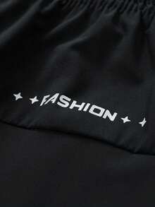 1 pieza Pantalones cortos deportivos casuales para hombres, pantalones cortos para correr de secado rápido, hasta la rodilla (Beige) - Negro - Ver 4