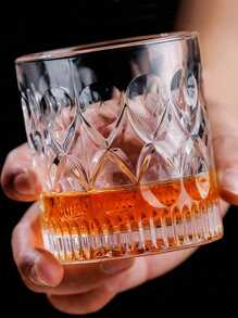 1 pezzo Bicchiere da whisky intagliato, bicchiere vintage, bicchiere per bevande forti di tipo a tamburo, bicchiere da bar con rilievi, bicchiere da bere con base pesante, bicchiere da cocktail vintage per bourbon, scotch, superalcolici, acqua, succhi, essenziale per il bar di casa, regalo per adulti, uomini e donne, regalo di Ognissanti