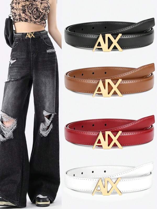 Cinto feminino de 1/2 peças, cinto feminino de liga de alta qualidade com letras, cinto multifuncional para terno casual e empresarial, cinto jeans para vestido, cinto de presente para o Dia das Mães e Dia dos Namorados.