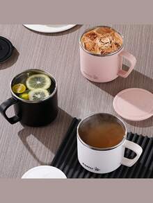 带手柄的隔热咖啡杯，不锈钢旅行杯，可重复使用的防漏冷饮杯，带盖的茶杯，适合家庭办公室使用，手柄和盖子设计，理想的礼物选择，适用于奶茶和各种饮料。 - 彩色 - 查看 4