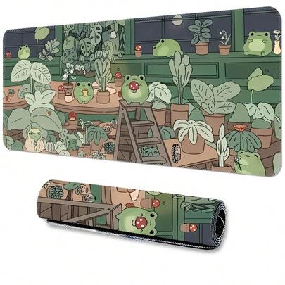 Large Frog Family Mousepad, Gaming Desk Mat, Big Keyboard Pad, Washable, Rubber Non-Slip Bottom, Stitched Edge, Gift Mousepad, Desk Protector, Study Desk Mat, Multiple Sizes Available, Computer Keyboard Pad, Laptop Pad, For School Supplies, Back To School Gaming Mouse Pad Desk Accessories Office Supplies Office Office Desk Accessories Mouse Pad For Desk