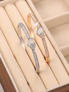 Fashion Charming Girl Heart Bangle Shinny Rhinestone Bracelet For Gift Party Accessory - Fashion Heart Bracelet - View 4