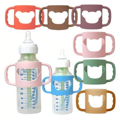 Silikonowy uchwyt na butelkę z kreskówkowym wzorem, miękki i elastyczny dodatek do butelki, pasujący do większości butelek z szyjką