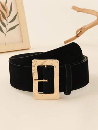 1 pieza Hebilla de cinturón de 3 puntas dorada, de diseño minimalista, versátil para vestidos, jeans, ropa casual, otoño, Halloween