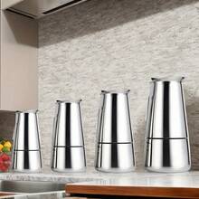 1 pieza Cafetera Moka de acero inoxidable - Portátil, 2/4/6/9 tazas, filtro de metal para latte, cafetera espresso italiana para estufa - Plateado - Ver 4