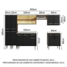 Cocina Integral Completa 293cm Con Tarja Emilly Madesa Mm 07 - Marrón y negro - Ver 3