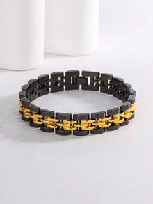 Men Two Tone Bracelet, For Jewelry Gift And Party - Yellow Gold - View 5