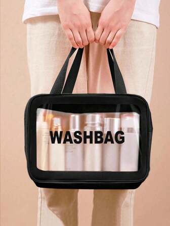 3 piezas/1 pieza Bolsa de maquillaje de gran capacidad y portátil de moda para mujeres, nuevo organizador de cosméticos de viaje, bolsa de tocador impermeable de PVC transparente, soporte para brochas de maquillaje, caja de almacenamiento de cosméticos, bolsa de lavado reforzada para viajes y baño, bolsa de maquillaje mate coreana, bolsa de tocador portátil