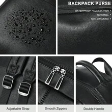 30L Large Capacity Waterproof Business Vintage Style 1pc Solid Color Pu Leather Men Women Backpack Shoulder Bag,Business Laptop Backpack For Men Women, 15.6" Travel Work Backpack Waterproof College Bookbag Purse Faux Leather, College Students, Rookies & White CollarWorkers,Perfect For Work.Business, Commute, College,Vacation Essentials&Back-To-School Essentials,Black - 黑色 - 查看 5