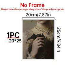 1 buc cadru opțional retro gotic întunecat liliac poster, pictură în ulei pentru fată cu liliac, artă murală pe pânză impermeabilă, artă murală cadou, living, dormitor, baie, birou, coridor, bucătărie decorare casă decorare Halloween decorare toamnă decorare cameră decorare.