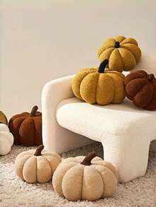 Pumpkin Pillow, Soft And Adorable Halloween Pumpkin Decorative Pillow, Perfect For Adding A Festive Touch To Your Home Decor. Ideal For Use In Bedrooms Or On Sofa Cushions, This Pumpkin Pillow Makes A Great Halloween Gift For Family And Friends - Brown - View 6