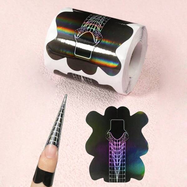 100 piezas de formas de extensión de uñas cuadradas negras para construcción de uñas acrílicas o de gel UV con curva C, herramienta de arte de uñas, guía de extensión de uñas, pegatinas dispensadoras