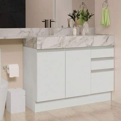  Madesa Armario Baño 120cm 2puertas 3cajones Blanco