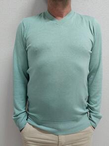 Men's Cold Weather Blouse | Men's Knitted Sweater | Winter Knitted Wool Pullover Long Sleeve V-Neck - 薄荷綠 - 查看 7