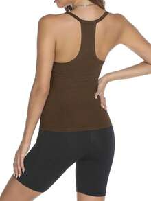 Sexy Halter Tank Tops And T-Shirts For Women - Coffee Brown - View 2
