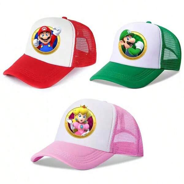 Super Mario 1pc Super . And Themed Hat, Random Style, Halloween Decoration, Party Favor, Suitable For Daily Wear, Sun Protection, Breathable