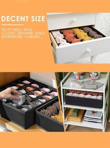 Organizador de calcetines y ropa interior, Divisor de cajón plegable con 6/7/8/24 compartimentos, Cestas divisoras para el armario, Ahorro de espacio para armarios del hogar, Accesorios para el dormitorio, Decoración organizadora, Decoración para fiestas/habitación/hogar/dormitorio, Cajas de almacenamiento, Almacenamiento en el hogar