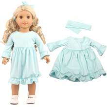 1 Set 18-Inch Doll Dress, Solid Color Doll Dress, 7 Colors Available, Fashion Doll Clothes, Suitable As Birthday Gift Or Holiday Gift For Little Girls - Multicolor - View 6