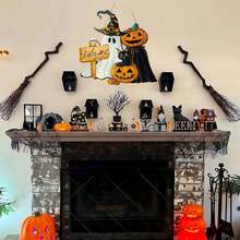 Halloween Door Sign - Halloween Door Decorations Halloween Welcome Sign Halloween Door Hanger Wooden Pumpkin Halloween Front Door Decor Hanging For Home Wall Decor Halloween Party Supplies - Multicolor - View 8