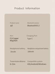 TWS True Wireless Bluetooth Earphones With Microphone, Smart Touch Control, Noise Cancellation, Low Latency, 20-Hour Super Long Battery Life, 180mAh Battery Capacity, Ergonomic Design, Automatic Pairing, Compatible With Android And IOS, Suitable For Music, Office, Calls, Fitness And Travel - A7 - View 7