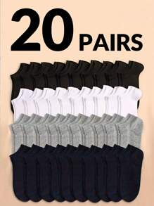 30/20/10/5/3/1 双纯色踝袜，男士袜子，柔软轻便，百搭男女通用袜子，适合健身房 2025 - 彩色 - 查看 4