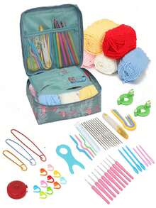 54pcs Multi-Color Crochet Set For Beginners, DIY Knitting Tools, Starter Knitting Tool Storage Kit, Suitable For Handmade Pet Sweater, Small Bag, Pendant Accessories, Random Color - Multicolor - View 6