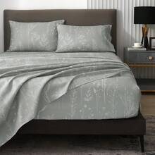 Black Sheets, Deep Pocket, 1800 Thread Count, Soft Breathable, Cute Printed Boho Farmhouse Bed Sheets, Up To 18 Inch - Light Grey - View 1