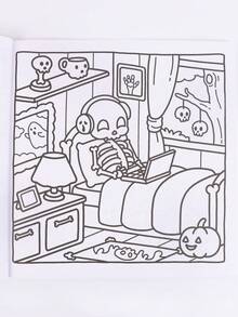 Spooky Vibes: Coloring Book For Adults And Teens, Featuring Cute Spooky Characters And Hygge Scenes, Designed For Relaxation And Stress Relief, Perfect Gift For Halloween, Christmas, Birthday!,For School Supplies,Back To School