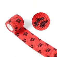 1/2/4 件自粘宠物绷带，粘性兽医绷带，无纺布胶带，适用于狗腿、爪子和伤口，0.98 英寸宽/177 英寸长绷带，多色爪印设计，透气包装胶带，适用于宠物狗和猫，耐用运动保护绷带