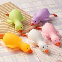 1pc Duck Squeeze Toy, Stress Relief Squeeze Ball, Small Yellow Duck & White Goose Squeeze Toy, Kids Birthday/Christmas/Halloween Gift - Multicolor - View 3