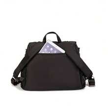 1pc Large Capacity Diaper Bag, Quilted Baby Bag With Adjustable Shoulder Strap, Multifunction Changing Bag For Mom And Dad, Travel Nappy Bag Hospital Bag For NewBorn Baby, Back To School - Black - View 9